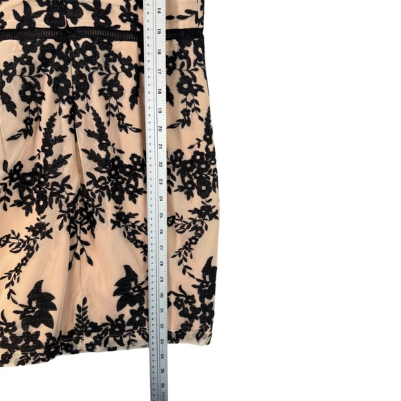 BARDOT Nude/Black Lace Sleeveless Flocked Pencil mini Dress 6 - Picture 7 of 9